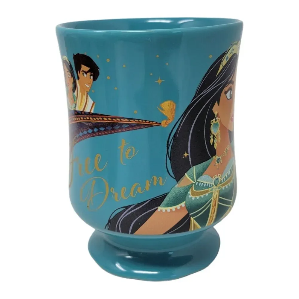 Disney Princess Jasmine Aladdin‎ Coffee Mug Live Action 2019 Footed Blue Rajah